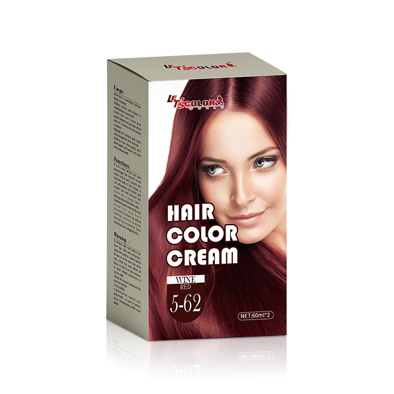 Crème de couleur de cheveux soyeux rouge vin pour salon